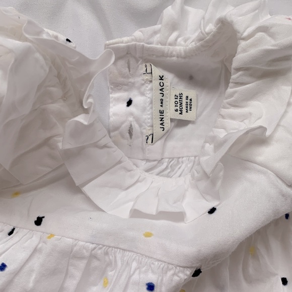 Janie and Jack Clip Dot Dress White Size 6-12 Months - Picture 3 of 7